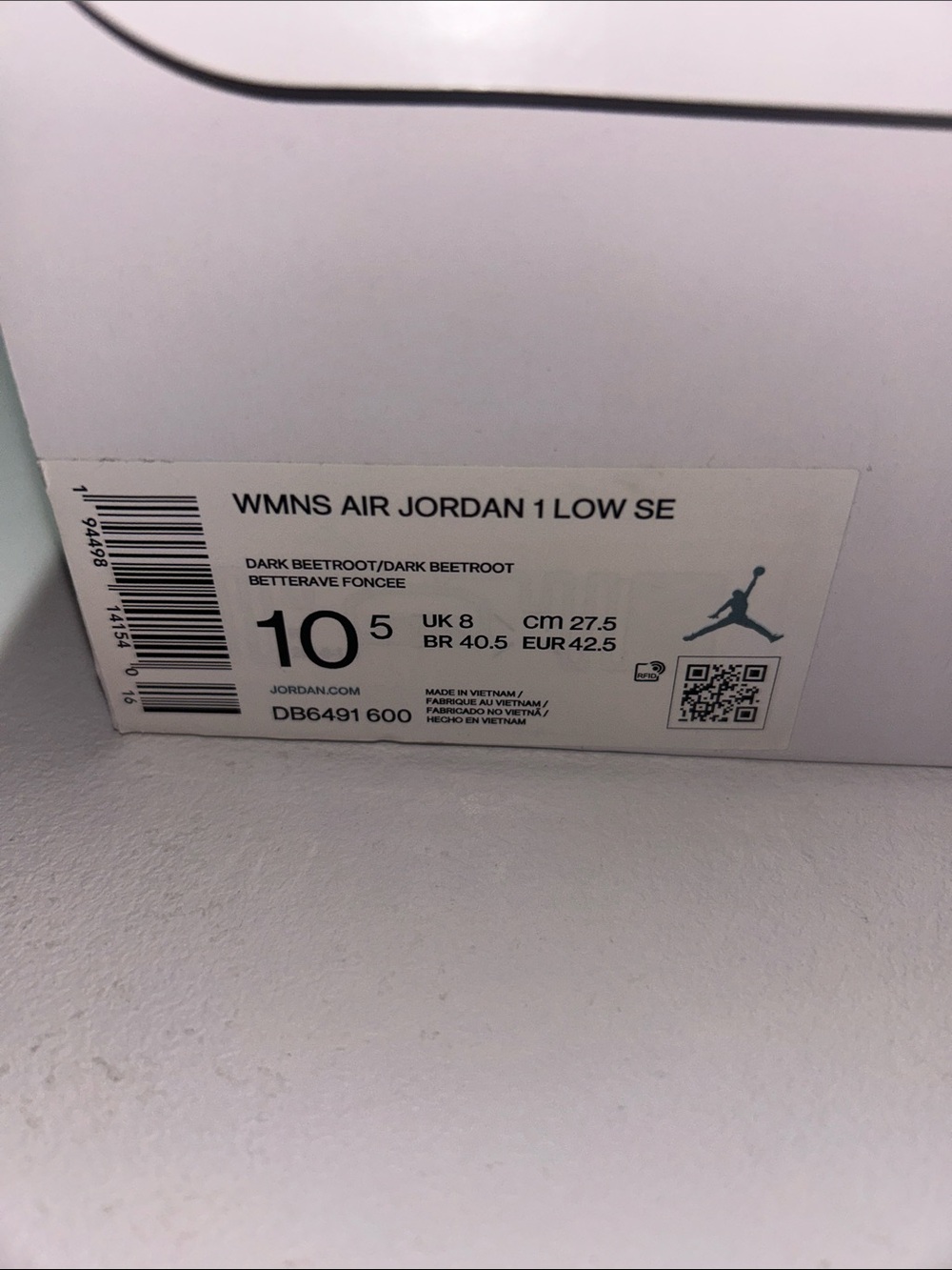Jordan 1 Low “Dark Beetroot Black” Women’s Size 10.5 - Picture 10 of 12